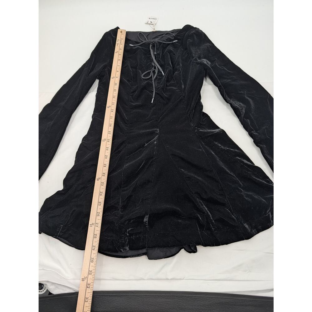NWT Free People Linney Velvet Minidress Black 2 Goth Witchy Whimsigoth Punk - Picture 8 of 9
